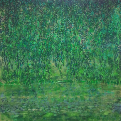 'Green Velvet Dawn' oil on canvas 200x200cms